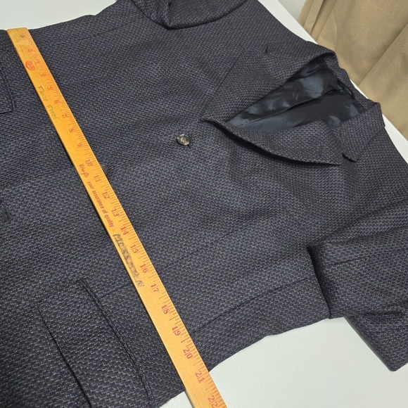 Hart Schaffner Marx Sport Coat‎ Mens 42R Black Blue 3 Button Wool No Vent Office - Picture 12 of 16